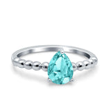 Teardrop Art Deco Pear Wedding Engagement Ring Round Simulated Cubic Zirconia 925 Sterling Silver