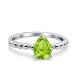 Teardrop Art Deco Pear Wedding Engagement Ring Round Simulated Cubic Zirconia 925 Sterling Silver