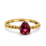 Teardrop Art Deco Pear Wedding Engagement Ring Round Simulated Cubic Zirconia 925 Sterling Silver