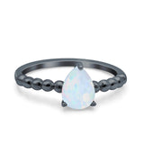 Teardrop Art Deco Pear Wedding Engagement Ring Round Simulated Cubic Zirconia 925 Sterling Silver