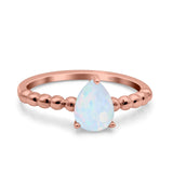 Teardrop Art Deco Pear Wedding Engagement Ring Round Simulated Cubic Zirconia 925 Sterling Silver