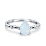 Teardrop Art Deco Pear Wedding Engagement Ring Round Simulated Cubic Zirconia 925 Sterling Silver