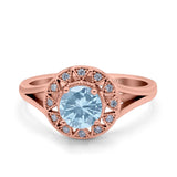 Celtic Halo Art Deco Wedding Engagement Ring Round Simulated Cubic Zirconia 925 Sterling Silver