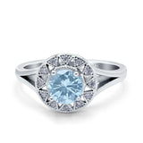Celtic Halo Art Deco Wedding Engagement Ring Round Simulated Cubic Zirconia 925 Sterling Silver