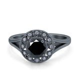 Celtic Halo Art Deco Wedding Engagement Ring Round Simulated Cubic Zirconia 925 Sterling Silver