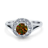 Celtic Halo Art Deco Wedding Engagement Ring Round Simulated Cubic Zirconia 925 Sterling Silver