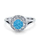 Celtic Halo Art Deco Wedding Engagement Ring Round Simulated Cubic Zirconia 925 Sterling Silver
