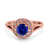 Celtic Halo Art Deco Wedding Engagement Ring Round Simulated Cubic Zirconia 925 Sterling Silver