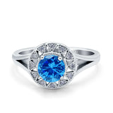 Celtic Halo Art Deco Wedding Engagement Ring Round Simulated Cubic Zirconia 925 Sterling Silver