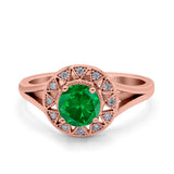 Celtic Halo Art Deco Wedding Engagement Ring Round Simulated Cubic Zirconia 925 Sterling Silver