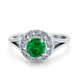 Celtic Halo Art Deco Wedding Engagement Ring Round Simulated Cubic Zirconia 925 Sterling Silver