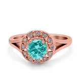 Celtic Halo Art Deco Wedding Engagement Ring Round Simulated Cubic Zirconia 925 Sterling Silver