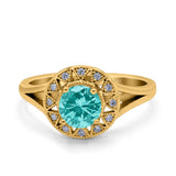 Celtic Halo Art Deco Wedding Engagement Ring Round Simulated Cubic Zirconia 925 Sterling Silver