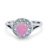 Celtic Halo Art Deco Wedding Engagement Ring Round Simulated Cubic Zirconia 925 Sterling Silver