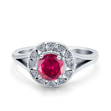 Celtic Halo Art Deco Wedding Engagement Ring Round Simulated Cubic Zirconia 925 Sterling Silver