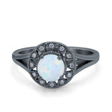 Celtic Halo Art Deco Wedding Engagement Ring Round Simulated Cubic Zirconia 925 Sterling Silver