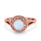 Celtic Halo Art Deco Wedding Engagement Ring Round Simulated Cubic Zirconia 925 Sterling Silver