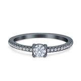 Simple Wedding Ring Band Round Simulated Cubic Zirconia 925 Sterling Silver