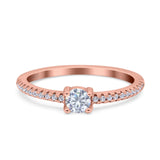 Simple Wedding Ring Band Round Simulated Cubic Zirconia 925 Sterling Silver
