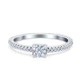 Simple Wedding Ring Band Round Simulated Cubic Zirconia 925 Sterling Silver