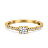 Simple Wedding Ring Band Round Simulated Cubic Zirconia 925 Sterling Silver