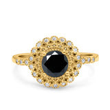 Halo Art Deco Wedding Engagement Bridal Ring Round Simulated Cubic Zirconia 925 Sterling Silver