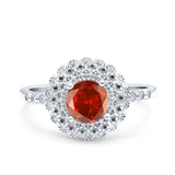 Halo Art Deco Wedding Engagement Bridal Ring Round Simulated Cubic Zirconia 925 Sterling Silver