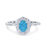 Vintage Art Deco Halo Oval Wedding Engagement Bridal Ring Round Simulated Cubic Zirconia 925 Sterling Silver