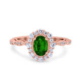 Vintage Art Deco Halo Oval Wedding Engagement Bridal Ring Round Simulated Cubic Zirconia 925 Sterling Silver