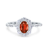 Vintage Art Deco Halo Oval Wedding Engagement Bridal Ring Round Simulated Cubic Zirconia 925 Sterling Silver
