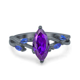 Infinity Twist Sapphire Marquise Wedding Ring Simulated Cubic Zirconia 925 Sterling Silver