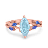Infinity Twist Sapphire Marquise Wedding Ring Simulated Cubic Zirconia 925 Sterling Silver