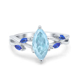 Infinity Twist Sapphire Marquise Wedding Ring Simulated Cubic Zirconia 925 Sterling Silver
