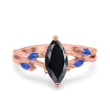 Infinity Twist Sapphire Marquise Wedding Ring Simulated Cubic Zirconia 925 Sterling Silver