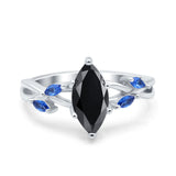 Infinity Twist Sapphire Marquise Wedding Ring Simulated Cubic Zirconia 925 Sterling Silver