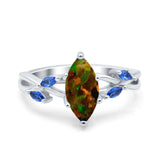 Infinity Twist Sapphire Marquise Wedding Ring Simulated Cubic Zirconia 925 Sterling Silver