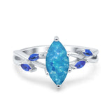 Infinity Twist Sapphire Marquise Wedding Ring Simulated Cubic Zirconia 925 Sterling Silver