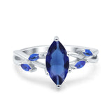 Infinity Twist Sapphire Marquise Wedding Ring Simulated Cubic Zirconia 925 Sterling Silver