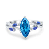 Infinity Twist Sapphire Marquise Wedding Ring Simulated Cubic Zirconia 925 Sterling Silver