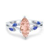 Infinity Twist Sapphire Marquise Wedding Ring Simulated Cubic Zirconia 925 Sterling Silver