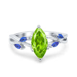 Infinity Twist Sapphire Marquise Wedding Ring Simulated Cubic Zirconia 925 Sterling Silver