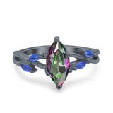 Infinity Twist Sapphire Marquise Wedding Ring Simulated Cubic Zirconia 925 Sterling Silver