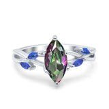 Infinity Twist Sapphire Marquise Wedding Ring Simulated Cubic Zirconia 925 Sterling Silver