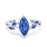 Infinity Twist Sapphire Marquise Wedding Ring Simulated Cubic Zirconia 925 Sterling Silver