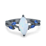 Infinity Twist Sapphire Marquise Wedding Ring Simulated Cubic Zirconia 925 Sterling Silver