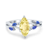 Infinity Twist Sapphire Marquise Wedding Ring Simulated Cubic Zirconia 925 Sterling Silver