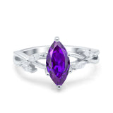 Infinity Twist Marquise Art Deco Engagement Ring Simulated Cubic Zirconia 925 Sterling Silver