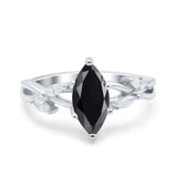 Infinity Twist Marquise Art Deco Engagement Ring Simulated Cubic Zirconia 925 Sterling Silver