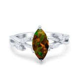 Infinity Twist Marquise Art Deco Engagement Ring Simulated Cubic Zirconia 925 Sterling Silver