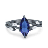 Infinity Twist Marquise Art Deco Engagement Ring Simulated Cubic Zirconia 925 Sterling Silver